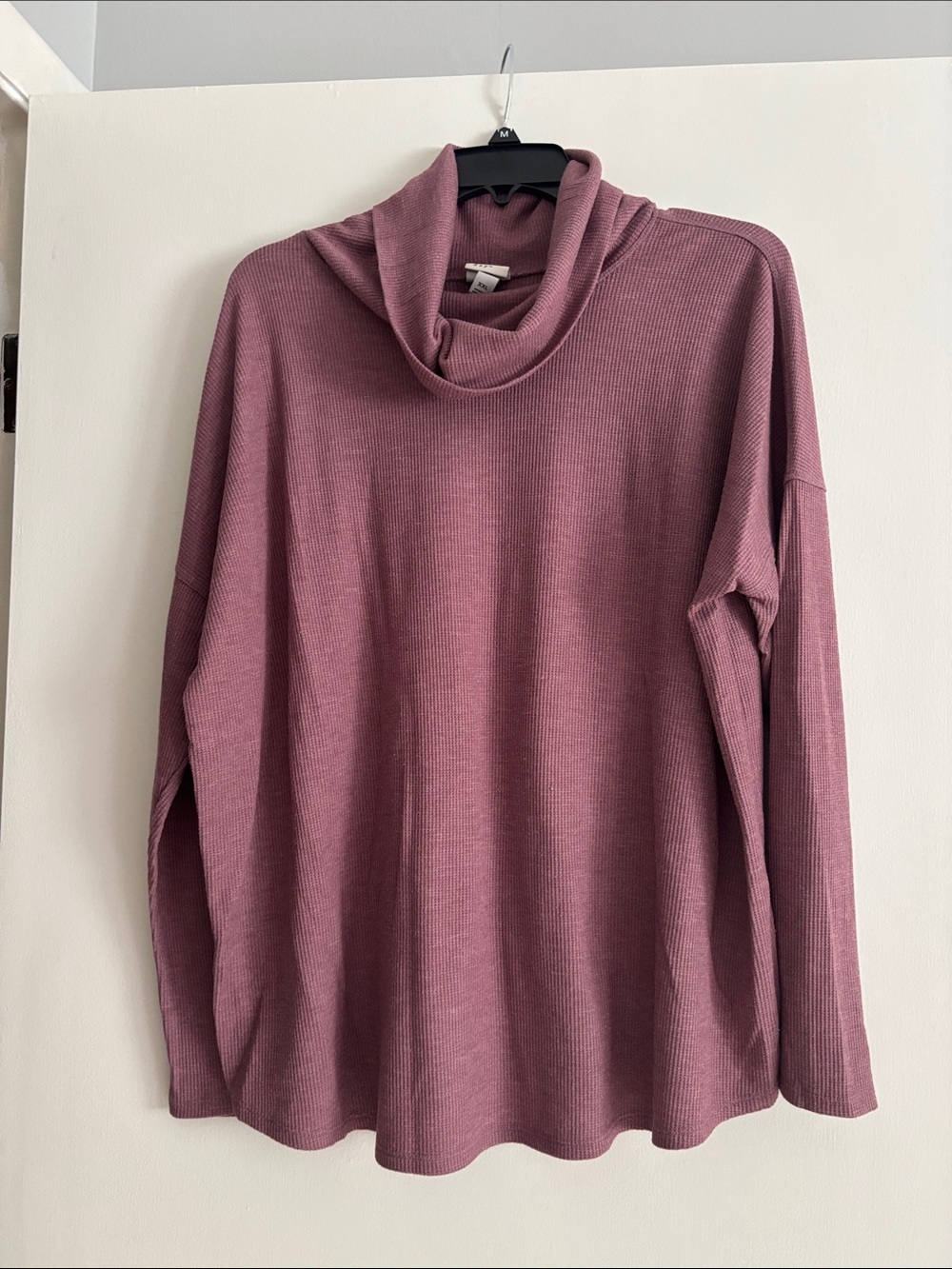 Mauve Ribbed Cowl Neck Sweater